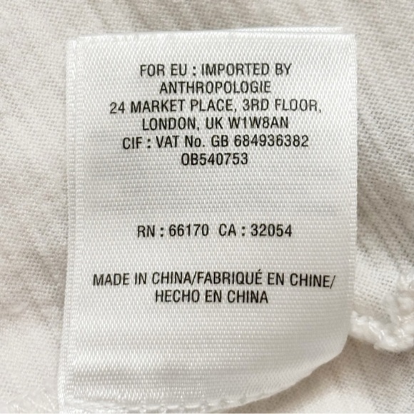 ANTHROPOLOGIE POSTMARK Women’s Ivory Yellow Embroidered Pocket Tee Moth Size S - Picture 9 of 10